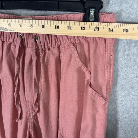 Nicole Miller Cargo Linen Jogger Pants Medium Comfort GORP Resort Cruise Elastic - Picture 4 of 10